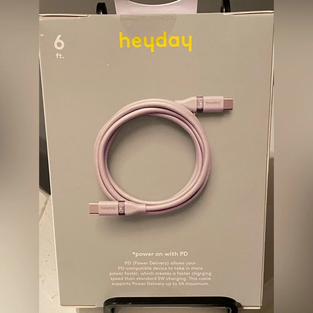 Heyday Soft-Touch USB-C Fast Charging Cable new in box 6 Foot long